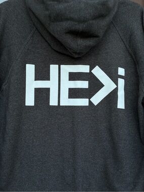 HE>I Charcoal Full-Zip Hooded Jacket L